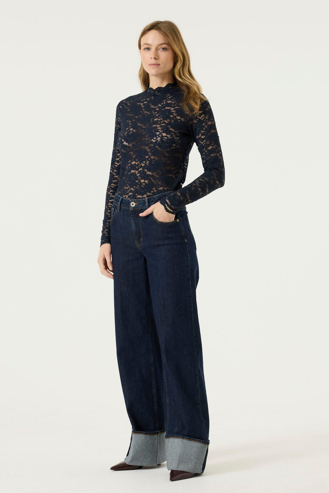 Garcia woman Z0075 top l/m navy – dames