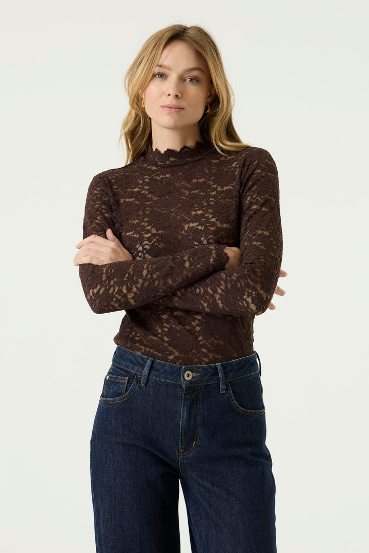 Garcia woman Z0075 top l/m bruin – dames