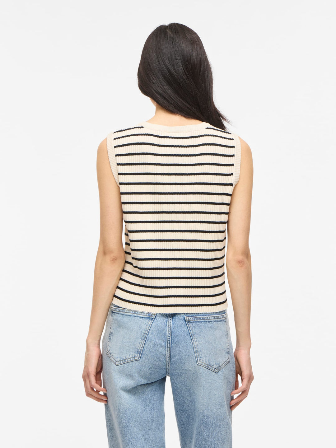 Vila VIMALU RIB S/L O-NECK KNIT TOP ecru dessin – dames