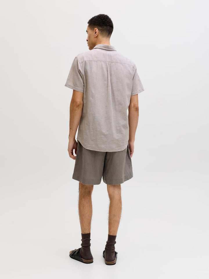 Jack & Jones overhemd k/m licht bruin – heren