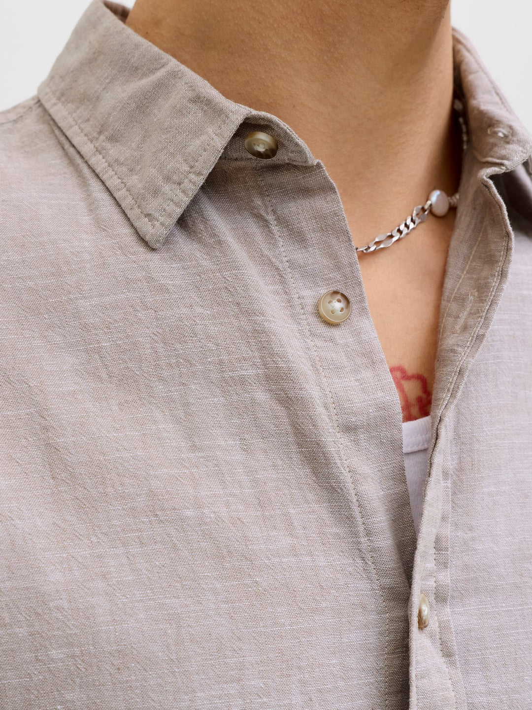 Jack & Jones overhemd k/m licht bruin – heren