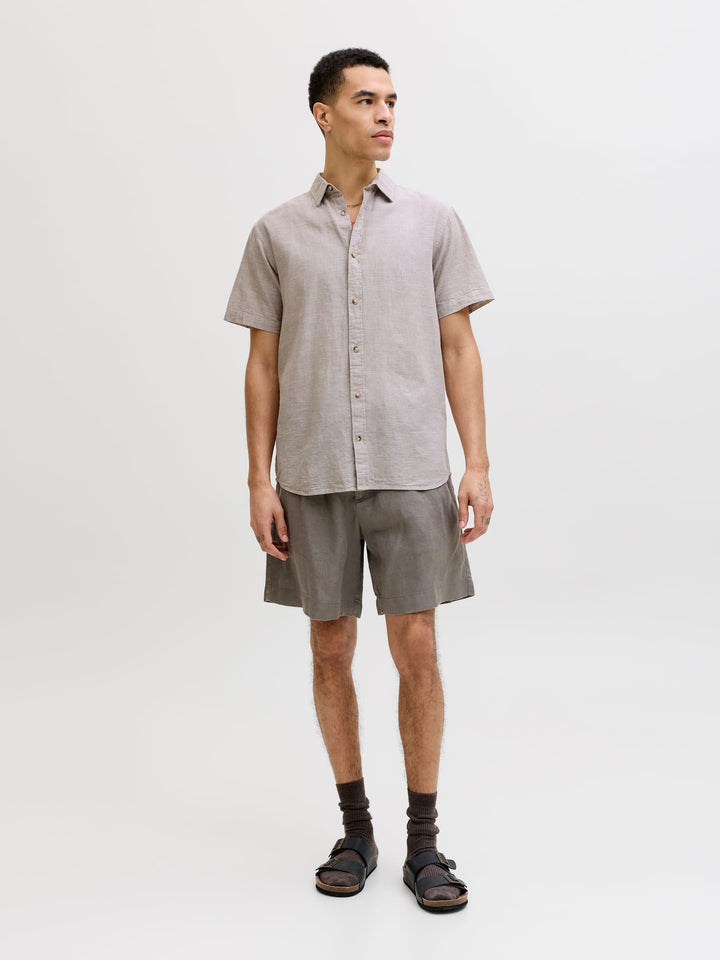 Jack & Jones overhemd k/m licht bruin – heren