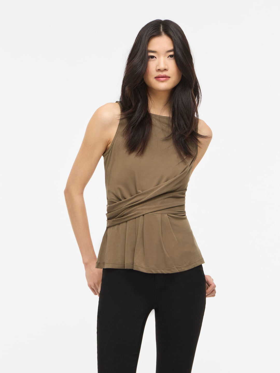 Vila VIMODALA BOAT NECK S/L TOP – dames taupe