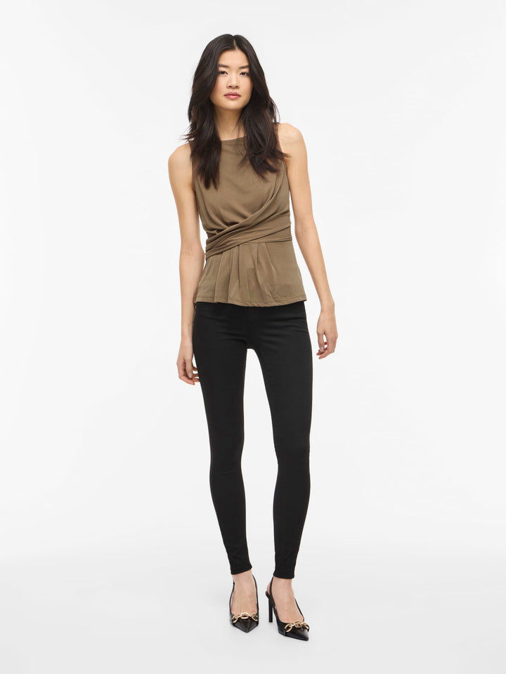 Vila VIMODALA BOAT NECK S/L TOP – dames taupe