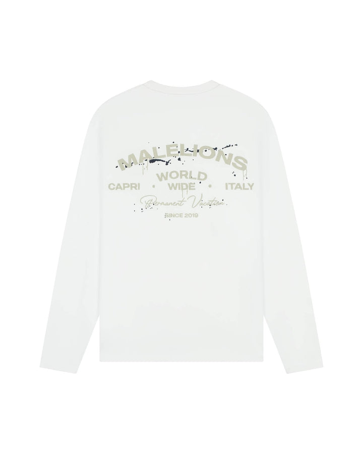 Malelions men Permanent Vacation longsleeve T-shirt – heren - Wit
