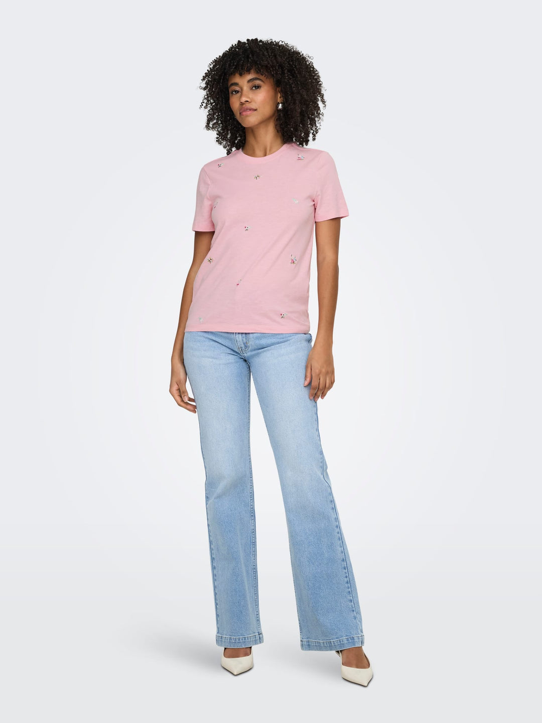 Only 15371671 Ketty t-shirt k/m dames roze