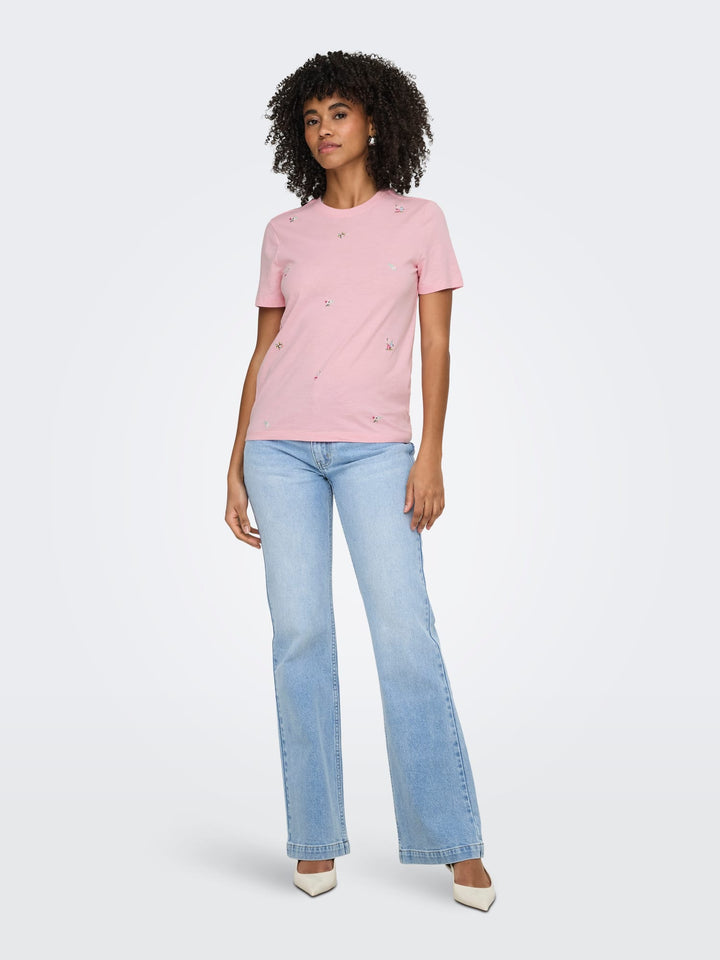 Only 15371671 Ketty t-shirt k/m dames roze