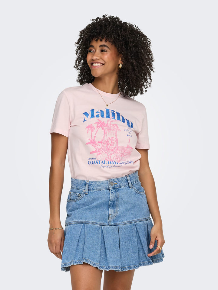 Only Dina t-shirt licht roze – dames