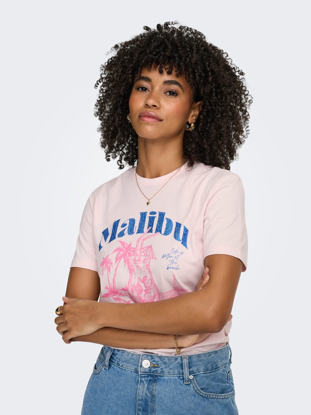 Only Dina t-shirt licht roze – dames