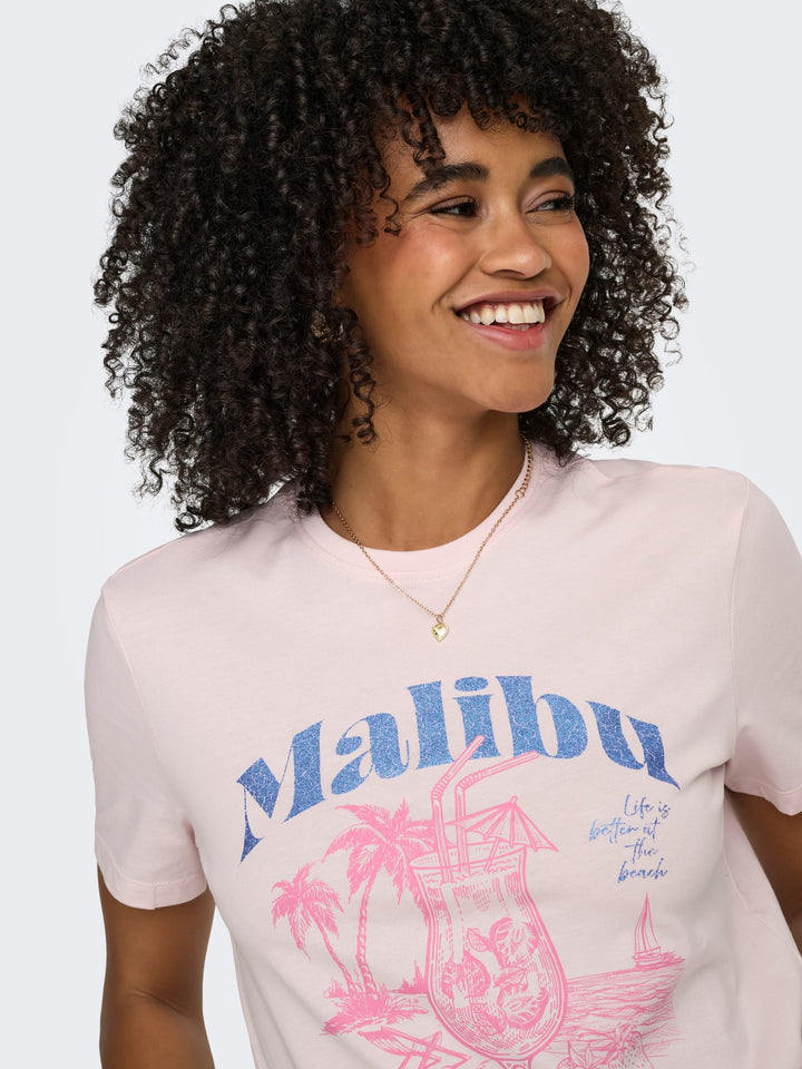 Only 15346663 Dina t-shirt k/m licht roze