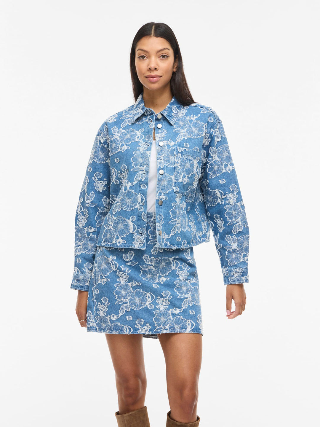 Vila Ianais denim jack blauw dessin – dames