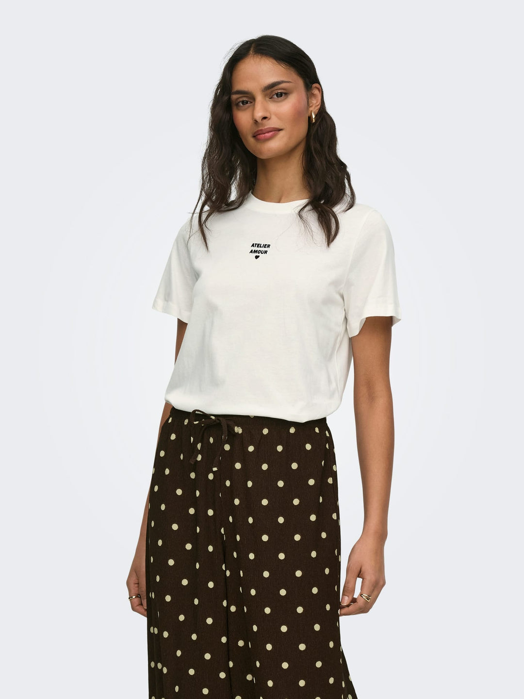 Jacqueline de Yong JDYMAY PISA S/S PRINT TOP – dames t-shirt - Off-white