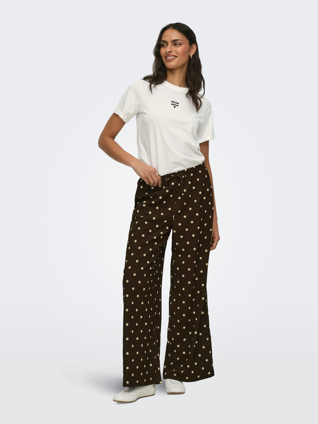 Jacqueline de Yong JDYMAY PISA S/S PRINT TOP – dames t-shirt - Off-white