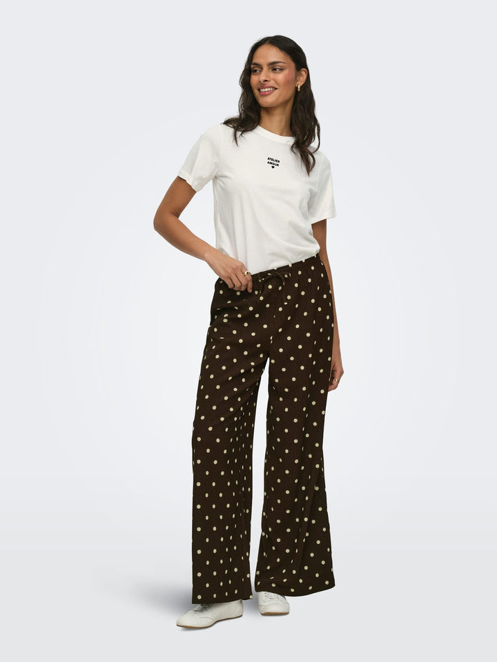 Jacqueline de Yong JDYMAY PISA S/S PRINT TOP – dames t-shirt - Off-white
