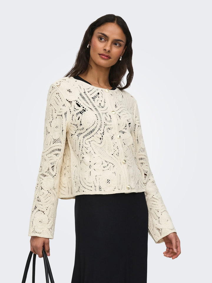 Jacqueline de Yong Zanka vest gebreid dames – ecru