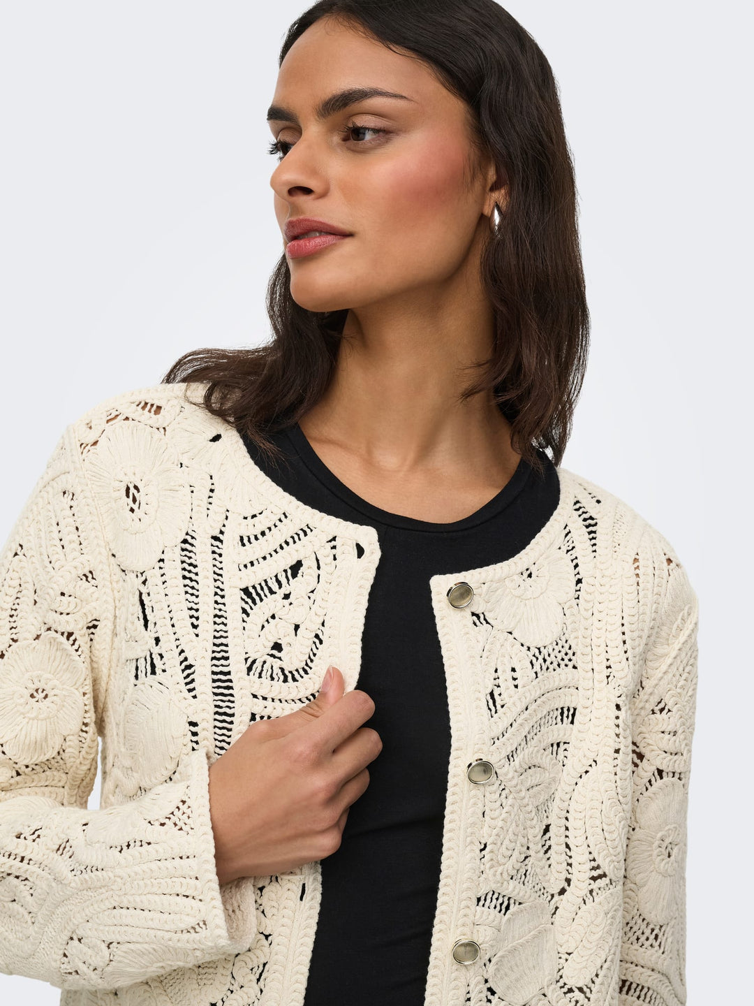 Jacqueline de Yong Zanka vest gebreid dames – ecru