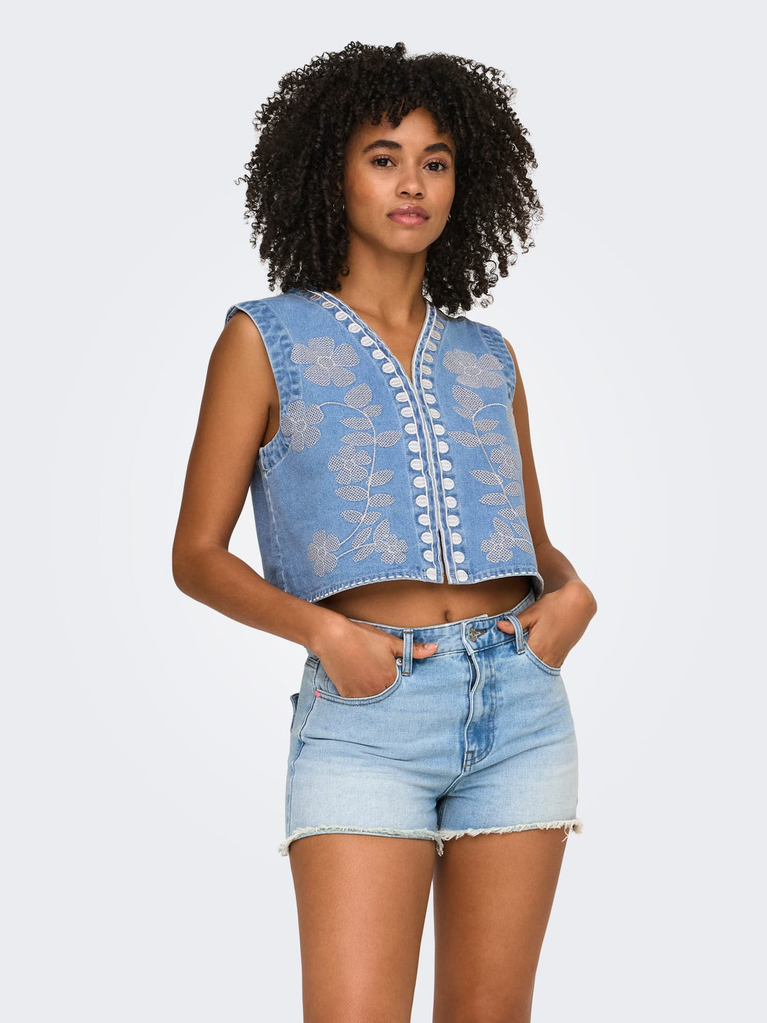 Only Noella gilet denim dames – blue denim