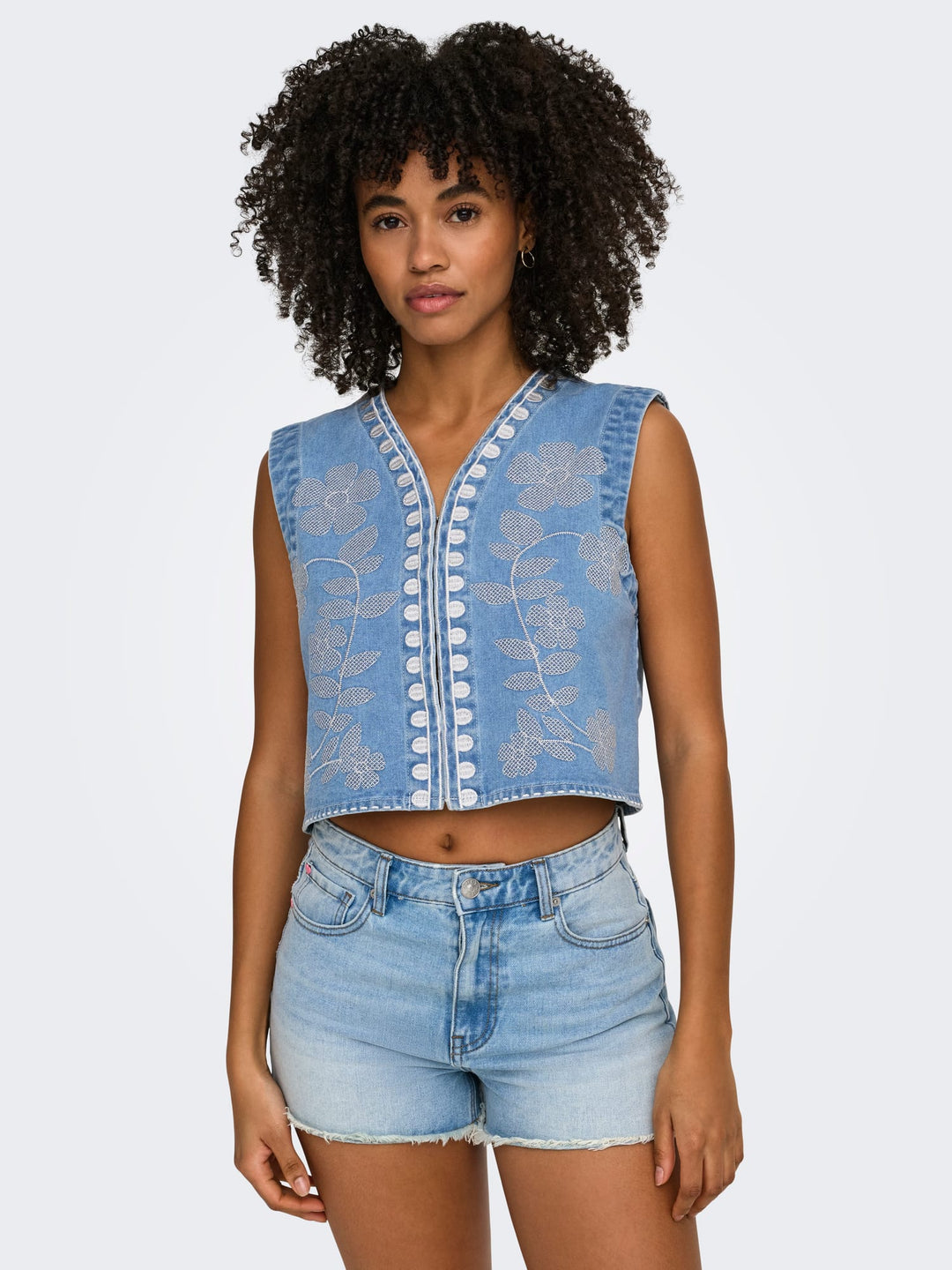 Only Noella gilet denim dames – blue denim
