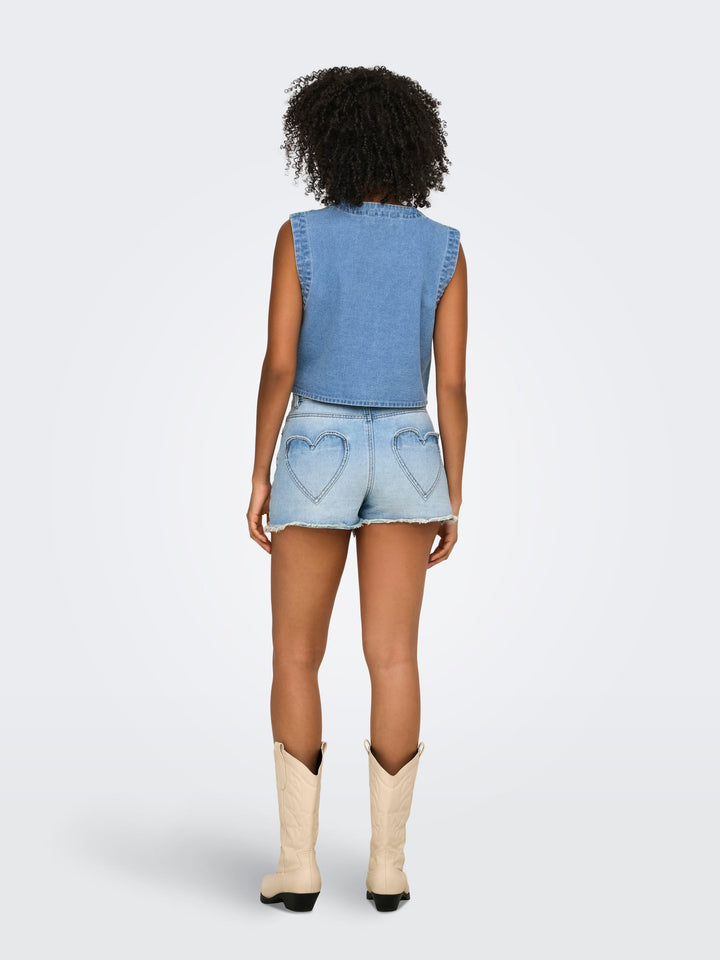 Only Noella gilet denim dames – blue denim