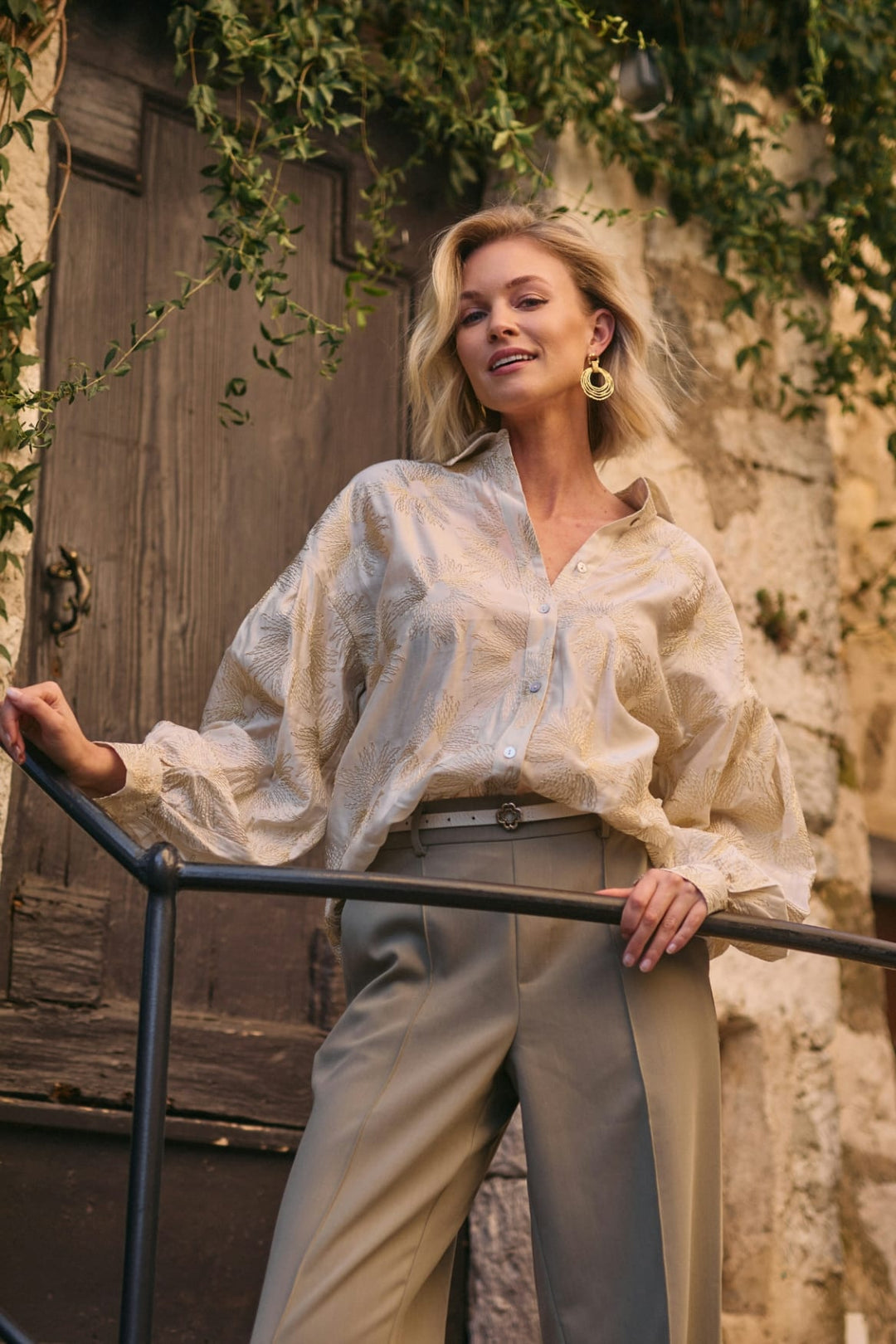 Nukus Nola Blouse Embroidery ecru dessin – dames