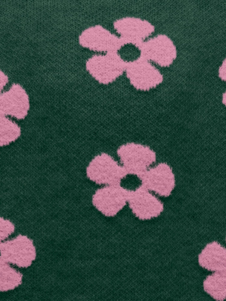 Kids Only KOGNAJA L/S FLOWER PULLOVER KNT – meisjes trui - Groen Dessin