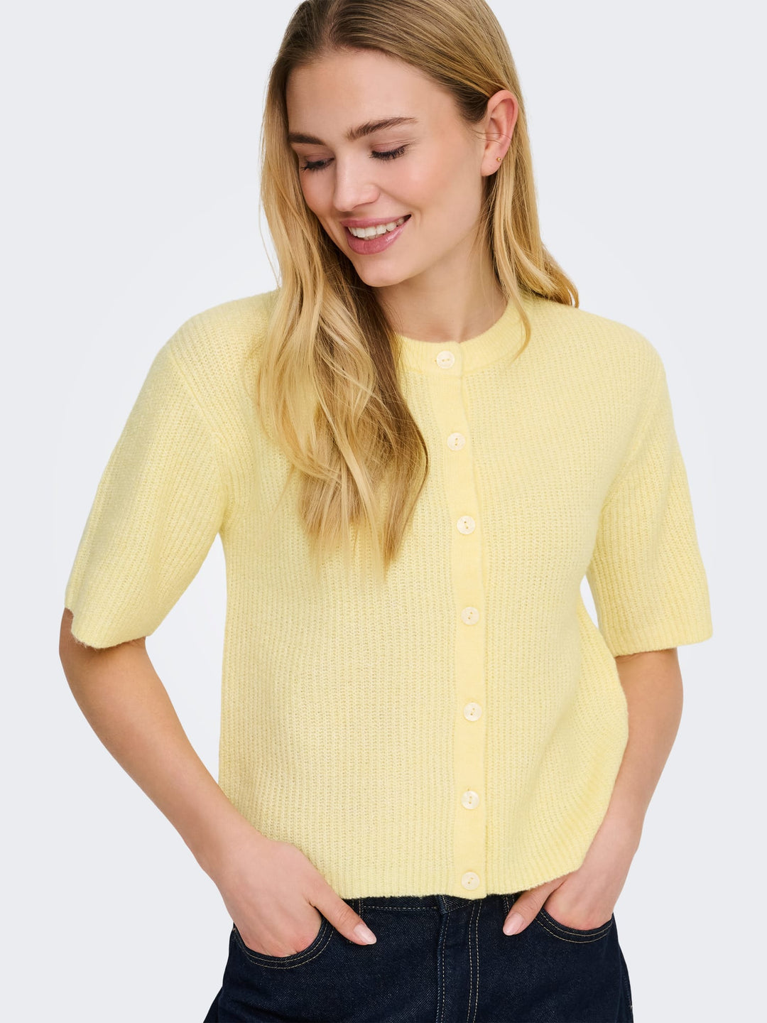 Jacqueline de Yong Catty vest gebreid – dames - Geel