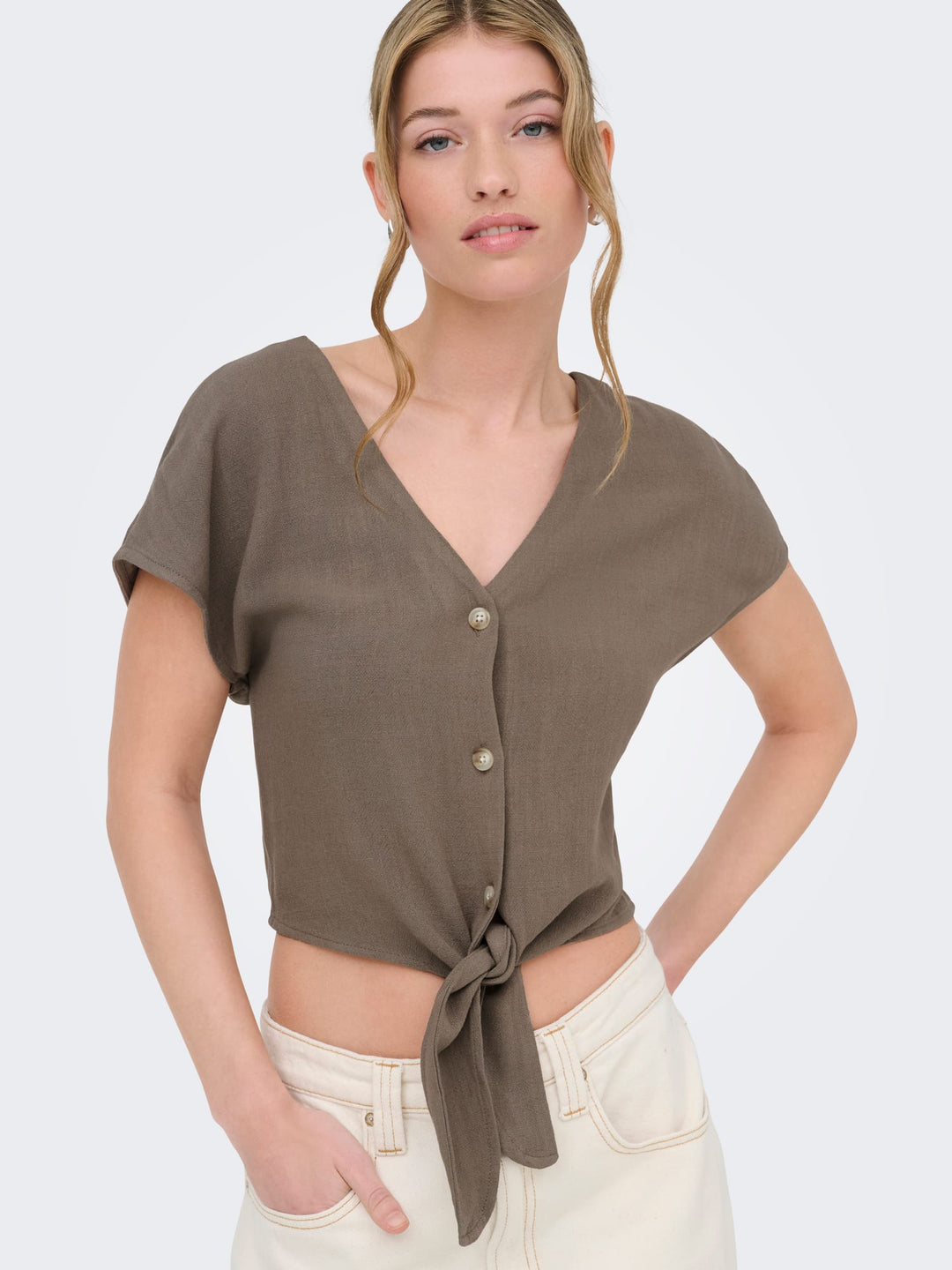 Only 15322270 Siesta blouse k/m dames taupe