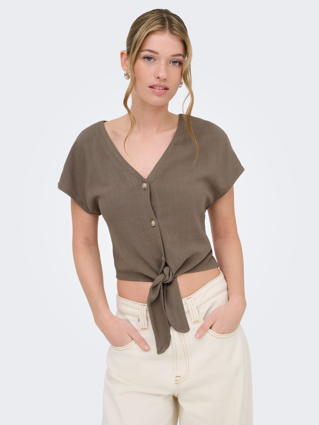 Only 15322270 Siesta blouse k/m dames taupe