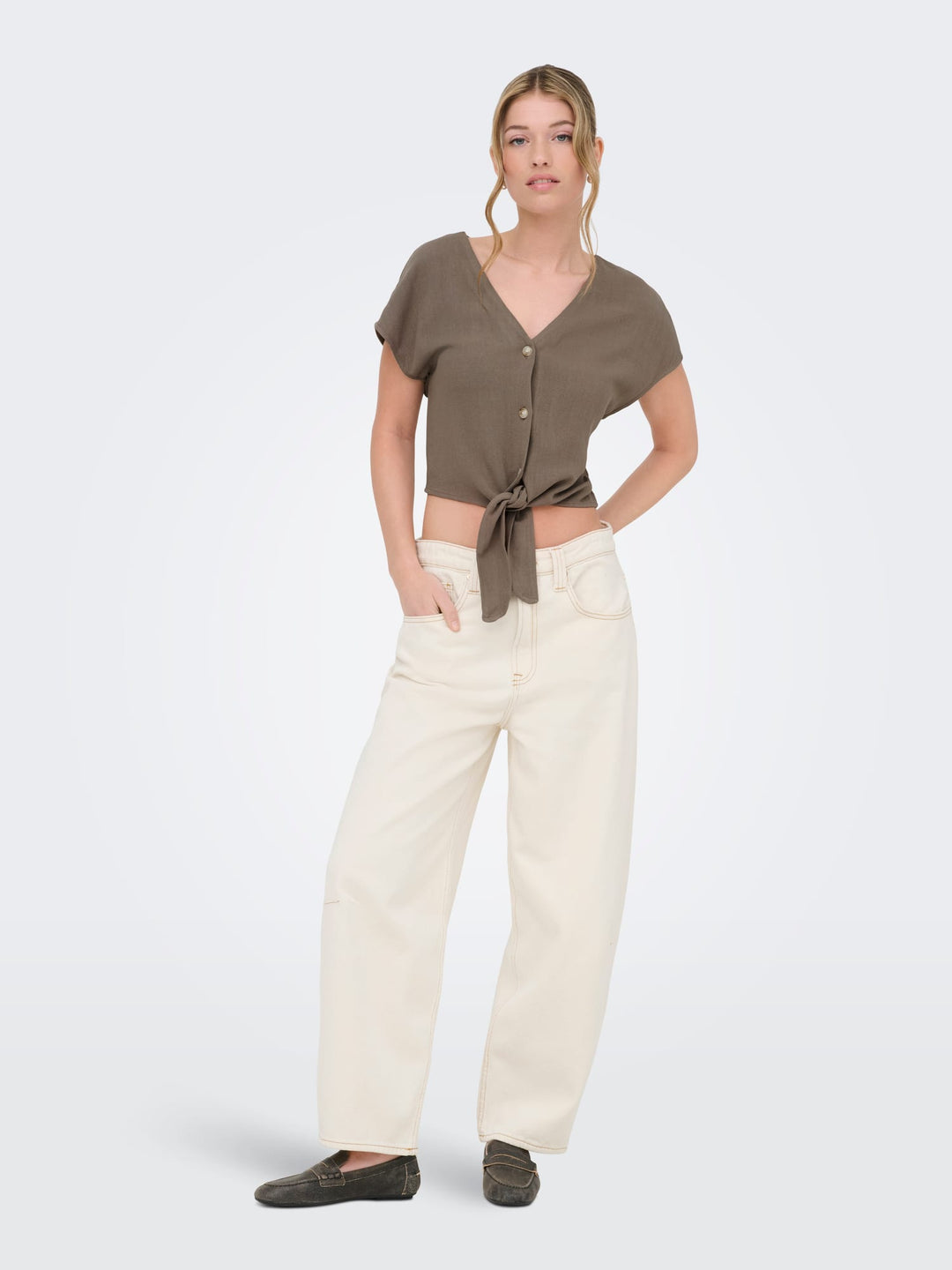 Only 15322270 Siesta blouse k/m dames taupe