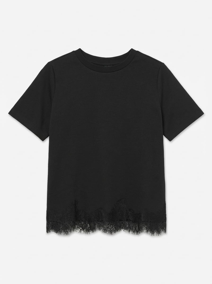 VERO MODA VMSARA METTE LACE T-shirt - dames zwart