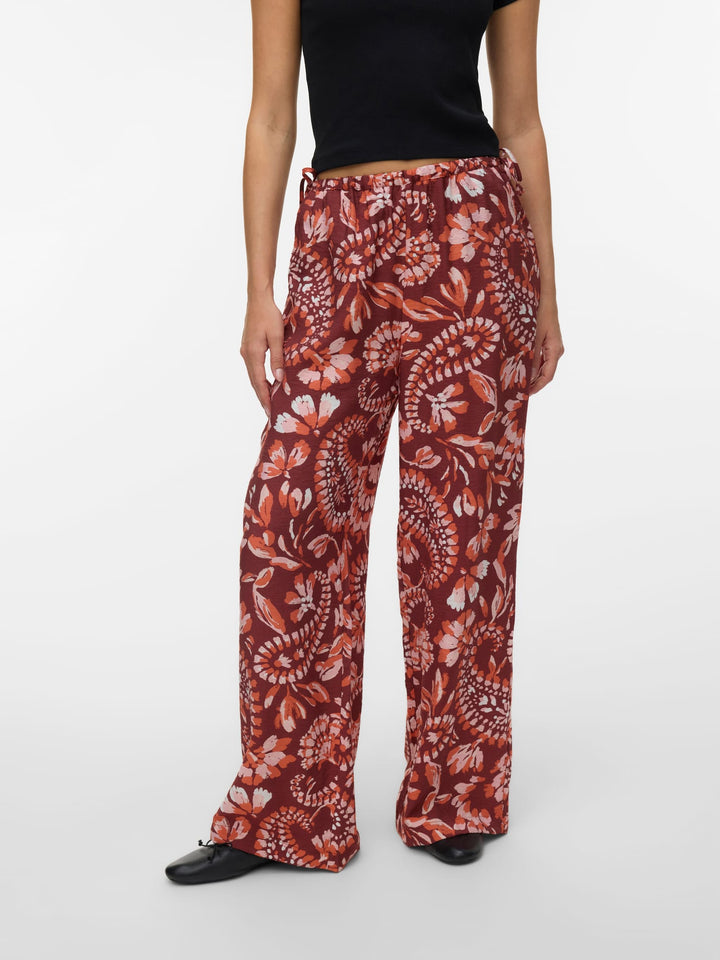 VERO MODA Nellie lange broek dames – rood dessin