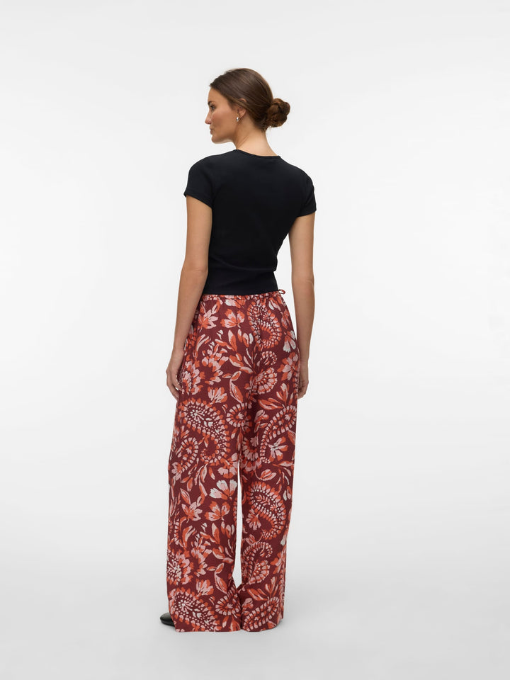 VERO MODA Nellie lange broek dames – rood dessin