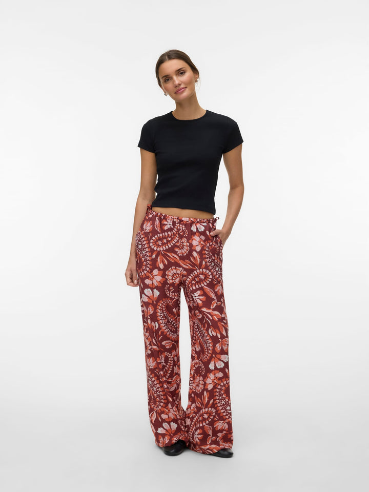 VERO MODA Nellie lange broek dames – rood dessin