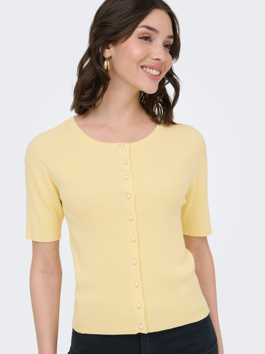jacqueline de yong 15369786 Gaby vest gebreid geel