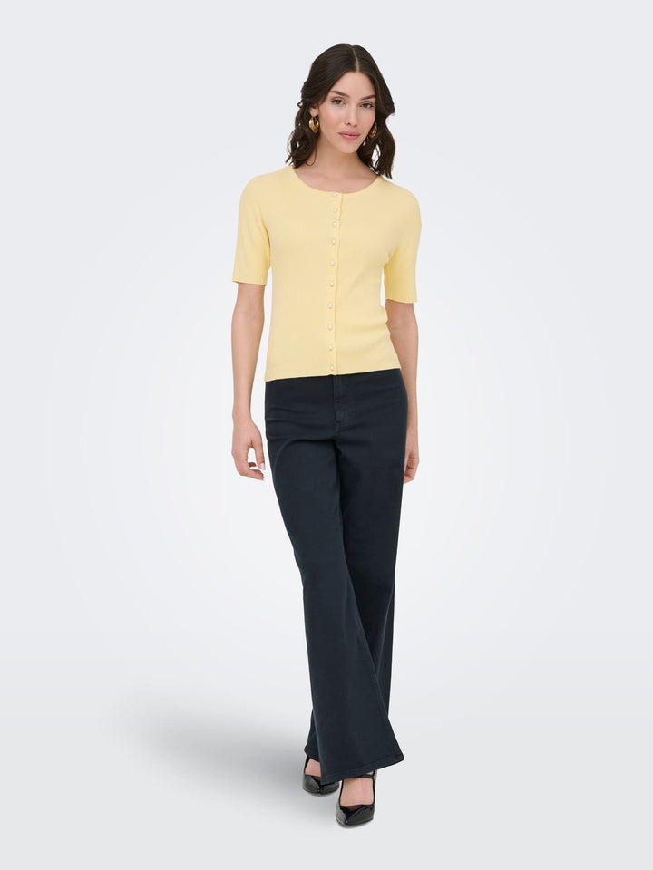 jacqueline de yong 15369786 Gaby vest gebreid geel