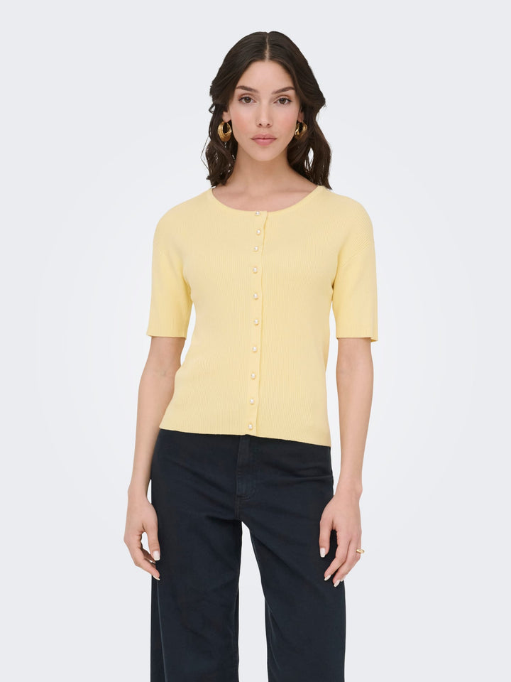 jacqueline de yong 15369786 Gaby vest gebreid geel