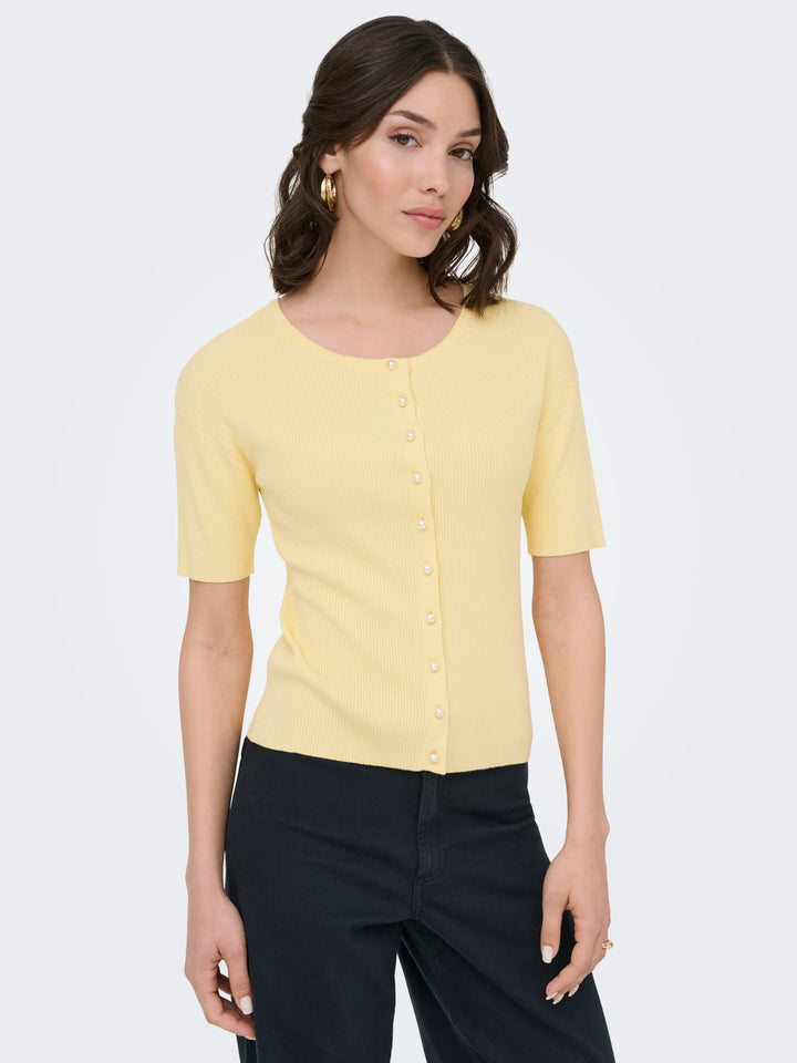 jacqueline de yong 15369786 Gaby vest gebreid geel