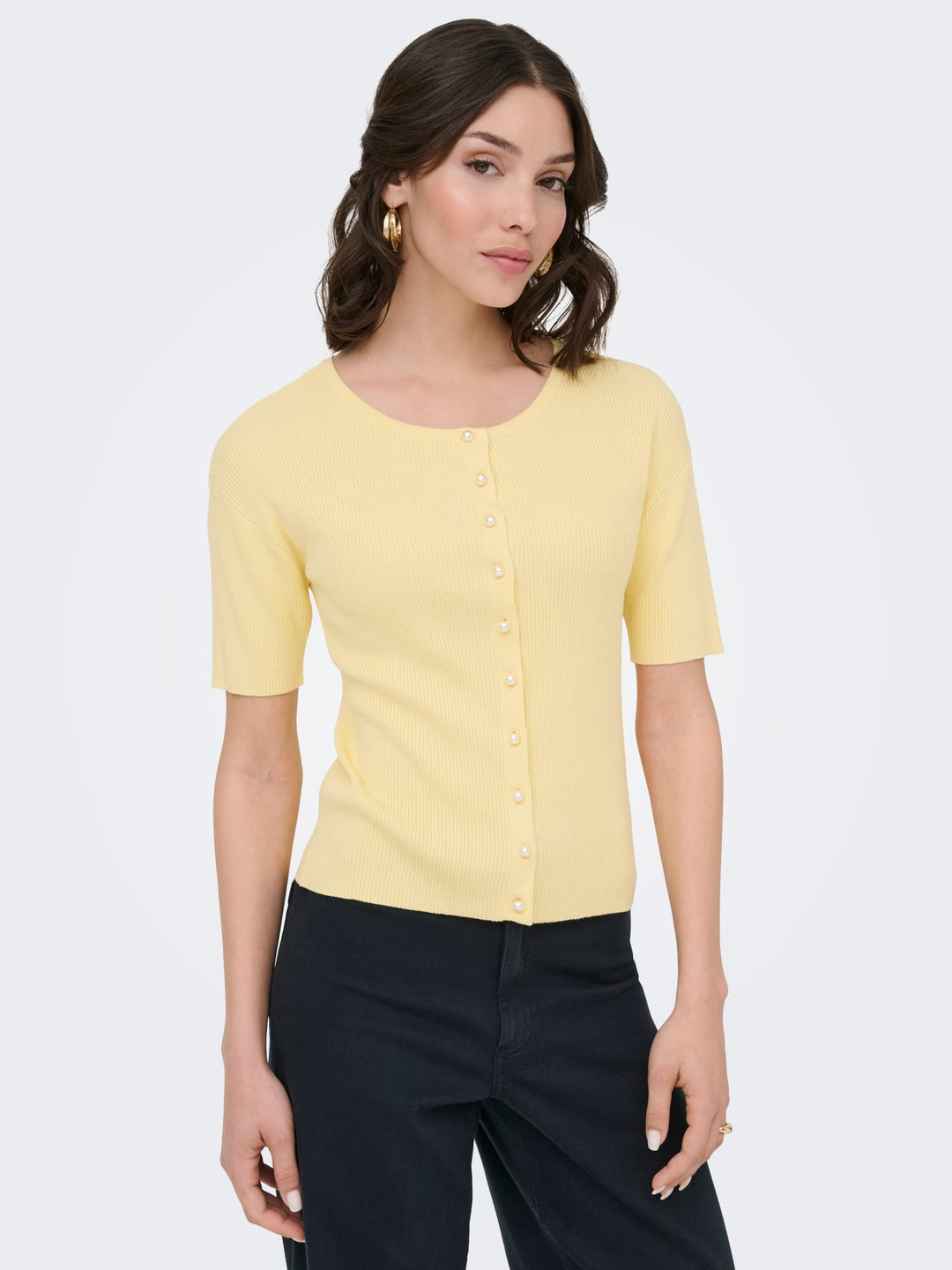 jacqueline de yong 15369786 Gaby vest gebreid geel