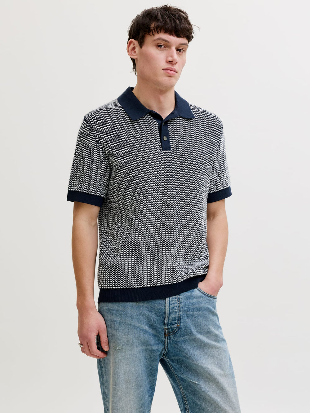 Jack & Jones Blukingsley polo k/m heren blauw dessin