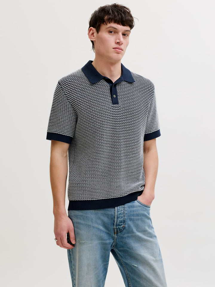 Jack & Jones Blukingsley polo k/m heren blauw dessin