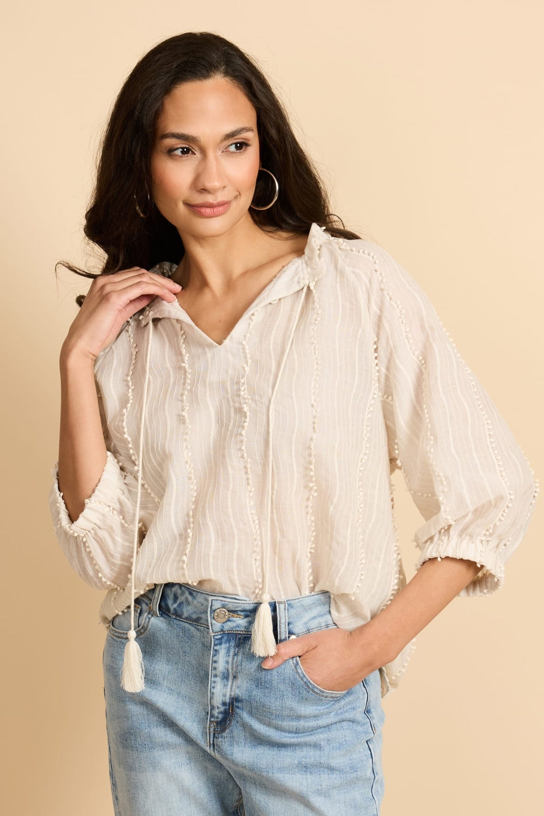 G-Maxx Meliora blouse beige – dames blouse l/m