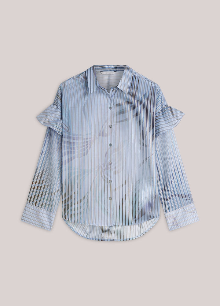 Summum blouse Flowers and stripes – dames - Blauw Dessin