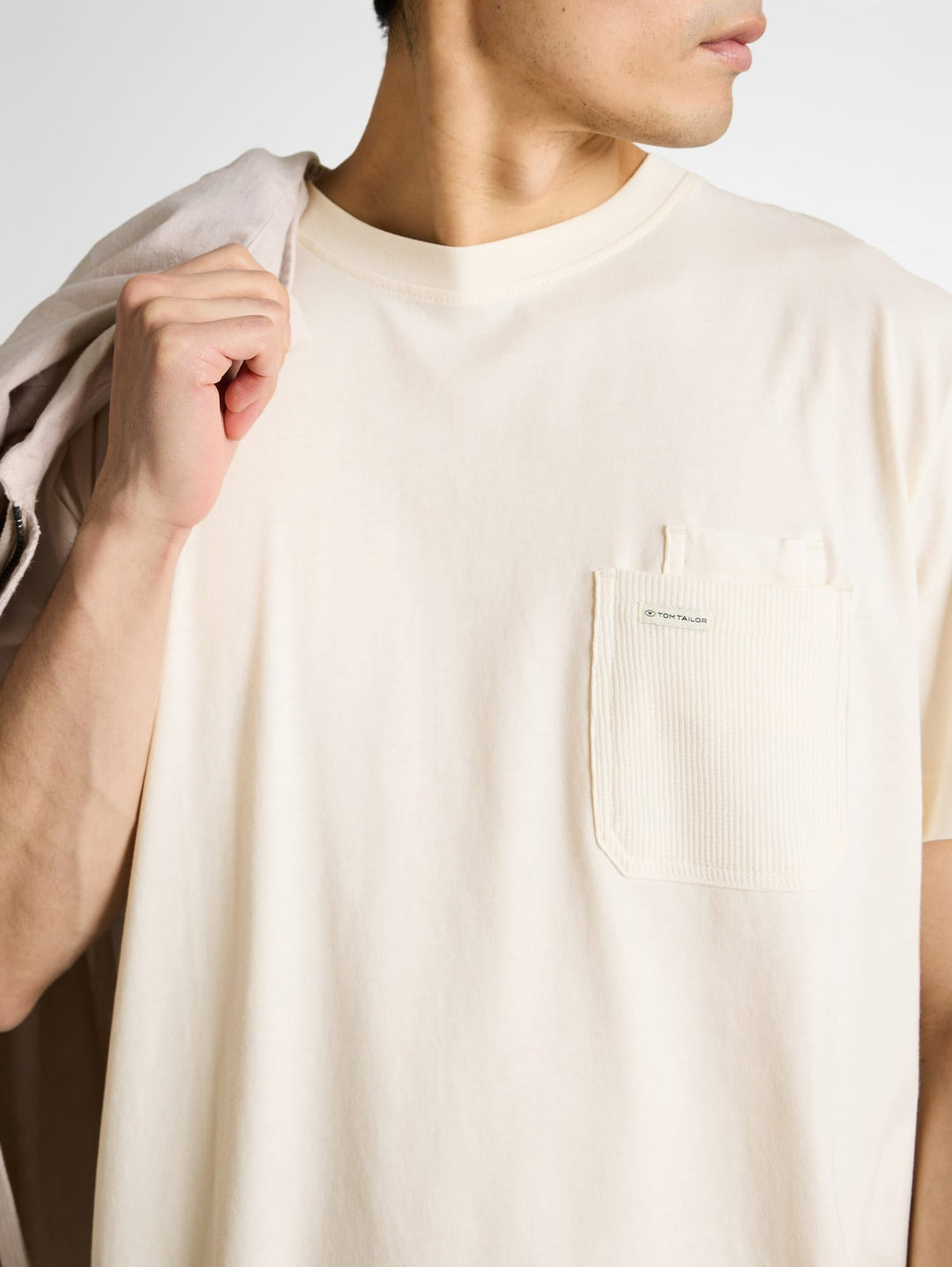 Tom Tailor T-shirt in used look – heren - Off-white
