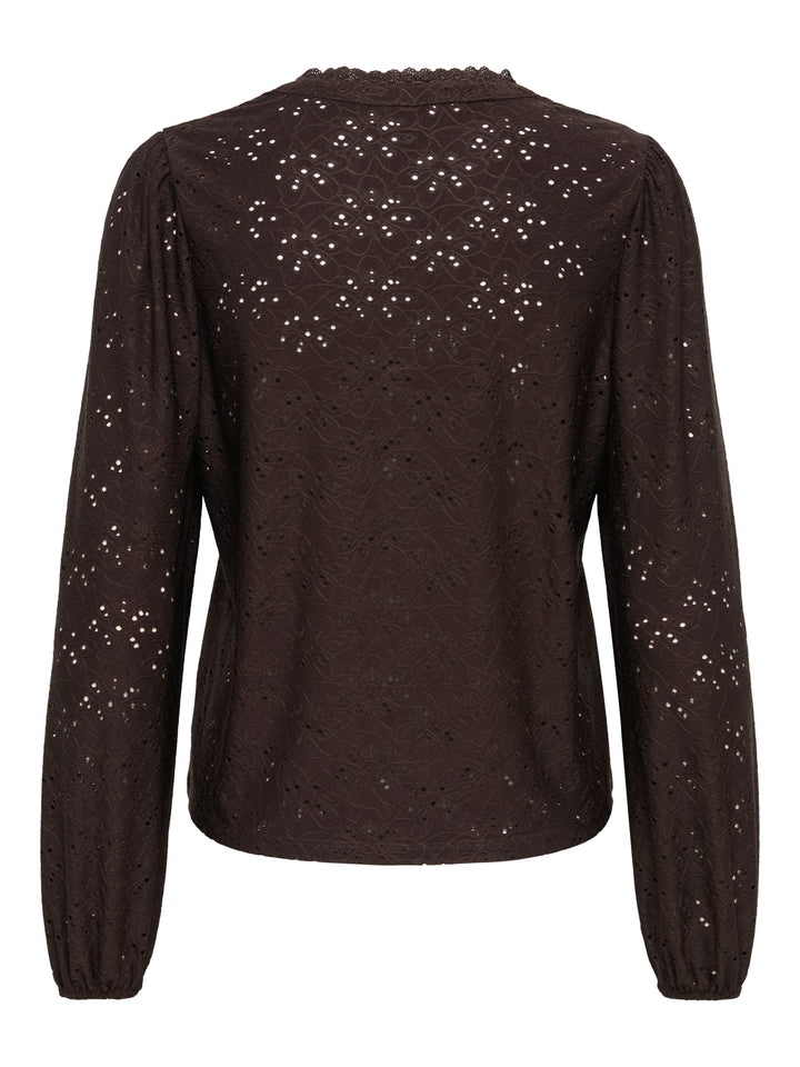 Only 15386530 Smilla top met lange mouwen bruin – dames