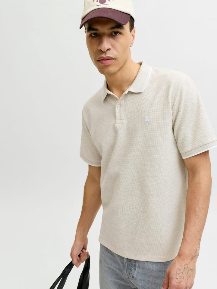 Jack & Jones polo k/m heren beige – 12268130 Austin