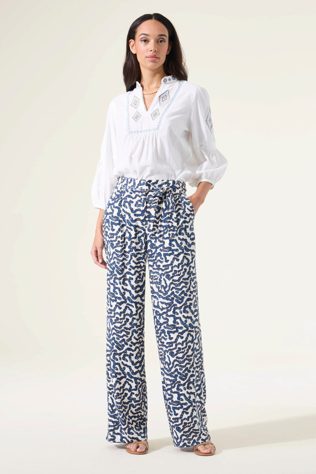 Garcia woman O260116 lange broek ecru dessin – dames
