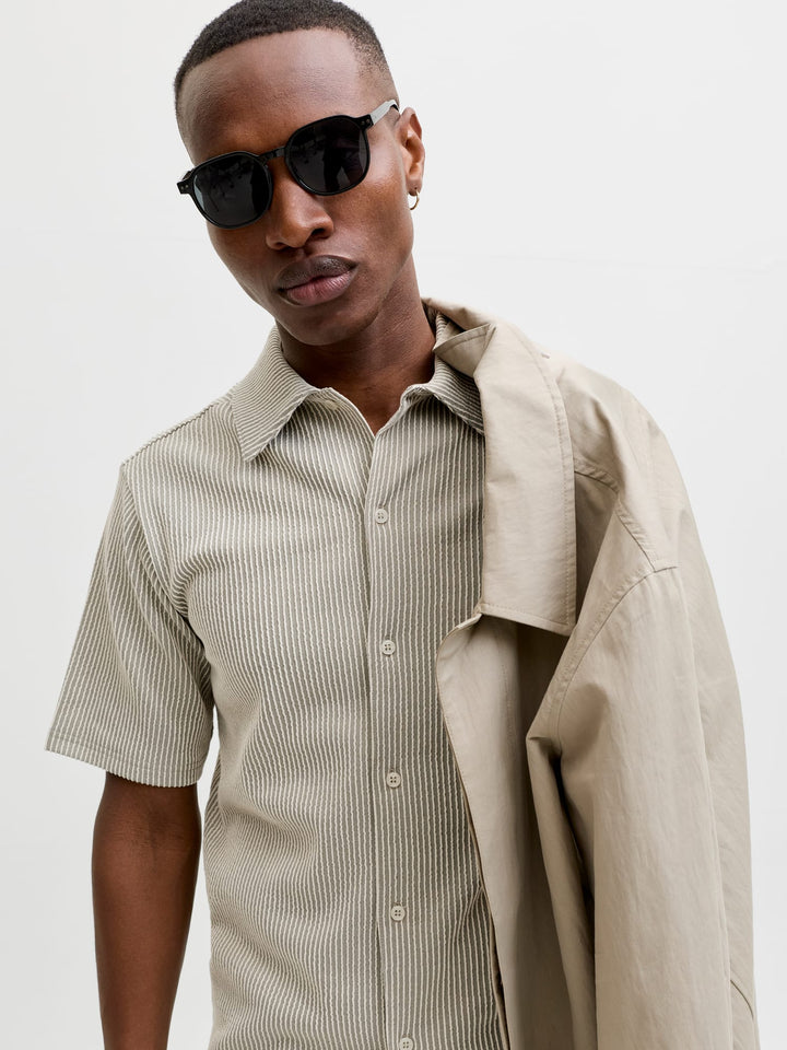 Jack & Jones overhemd k/m olijf – heren