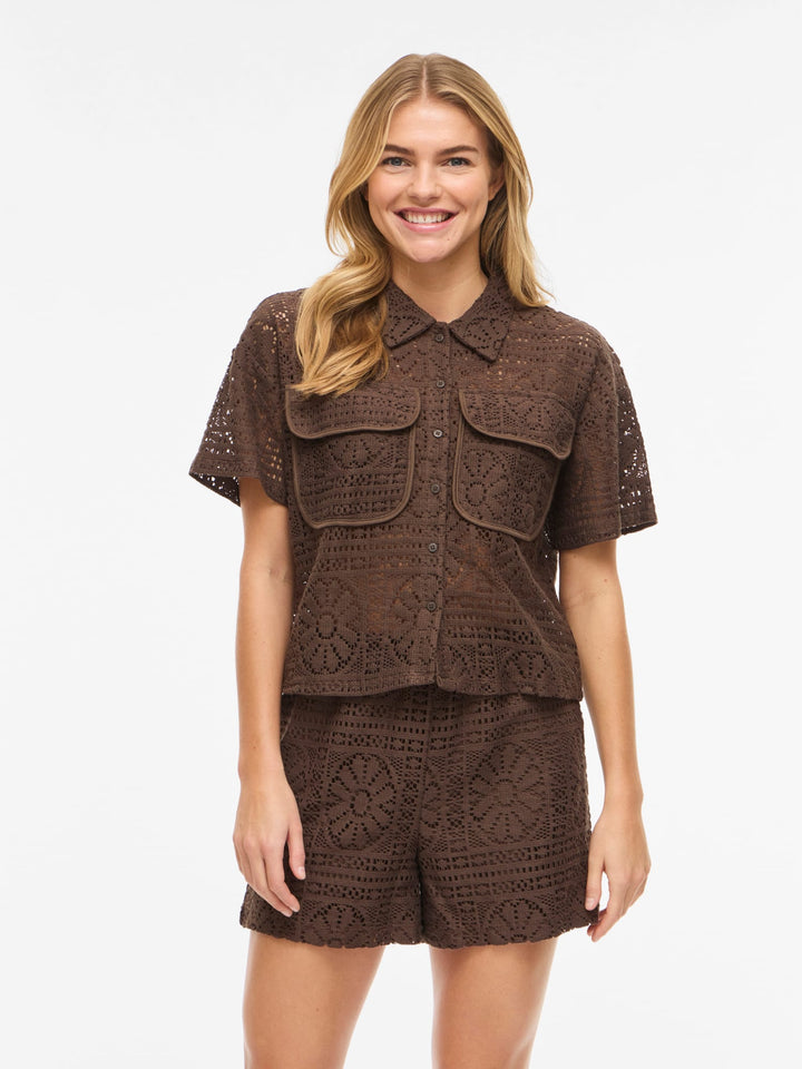 Vila 14114089 Merinda blouse k/m dames bruin