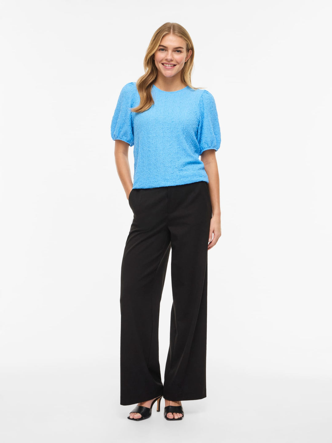 Vila VIFALL O-NECK 2/4 TOP lichtblauw – dames