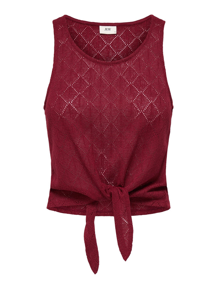 Jacqueline de Yong JDYVIOLA LIFE S/L KNOT TOP - dames top - Rood Dessin